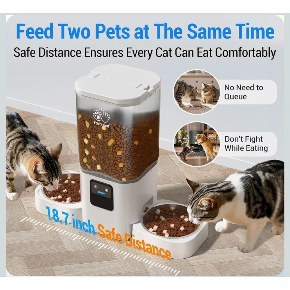 Smart Dual Cat Feeder with WiFi - 7L Automatic Slow Feed for Multiple Pets